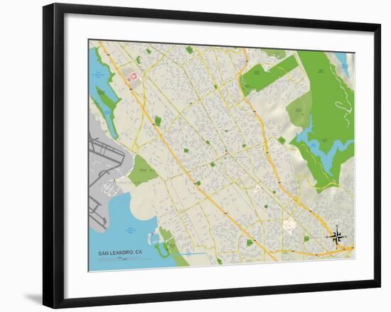 Political Map of San Leandro, CA-null-Framed Art Print