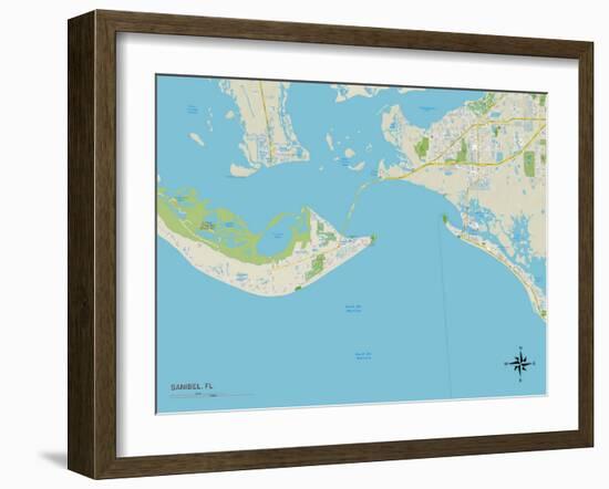 Political Map of Sanibel, FL-null-Framed Art Print