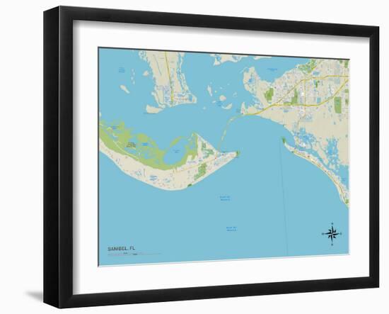 Political Map of Sanibel, FL-null-Framed Art Print