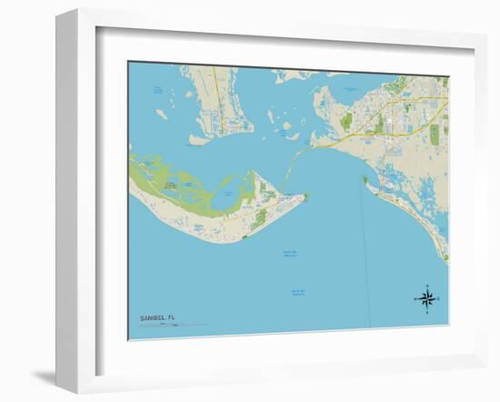 Political Map of Sanibel, FL-null-Framed Art Print