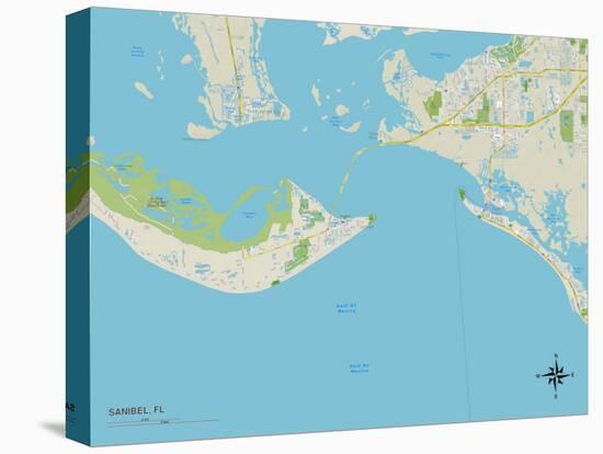 Political Map of Sanibel, FL-null-Stretched Canvas