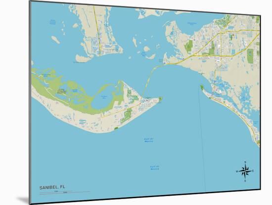 Political Map of Sanibel, FL-null-Mounted Art Print
