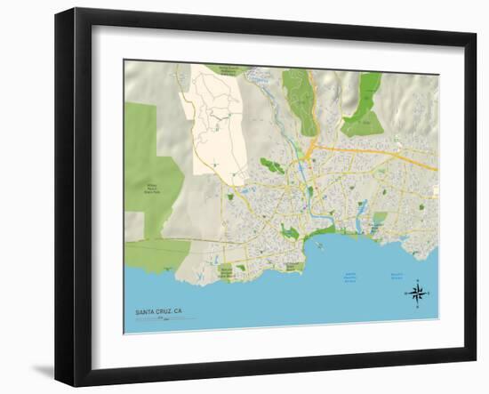 Political Map of Santa Cruz, CA-null-Framed Art Print