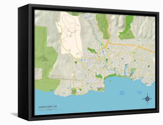 Political Map of Santa Cruz, CA-null-Framed Stretched Canvas