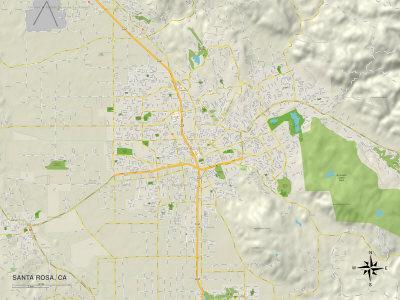 'Political Map of Santa Rosa, CA' Posters | AllPosters.com