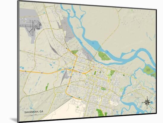 Political Map of Savannah, GA-null-Mounted Art Print