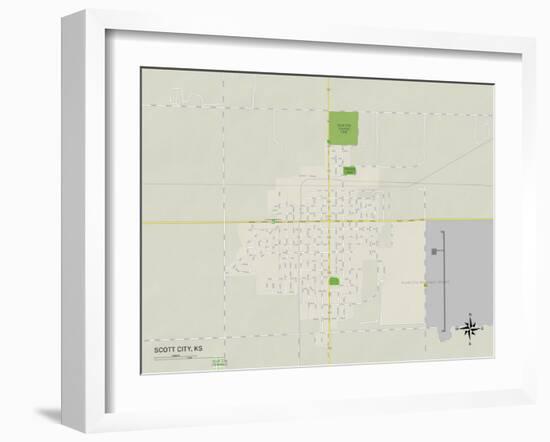 Political Map of Scott City, KS-null-Framed Art Print
