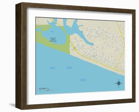 Political Map of Seaside, FL-null-Framed Art Print