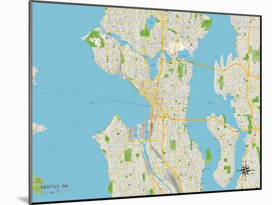 Political Map of Seattle, WA-null-Mounted Art Print