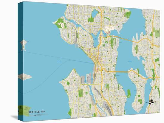 Political Map of Seattle, WA-null-Stretched Canvas