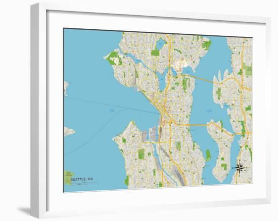 Political Map of Seattle, WA-null-Framed Art Print