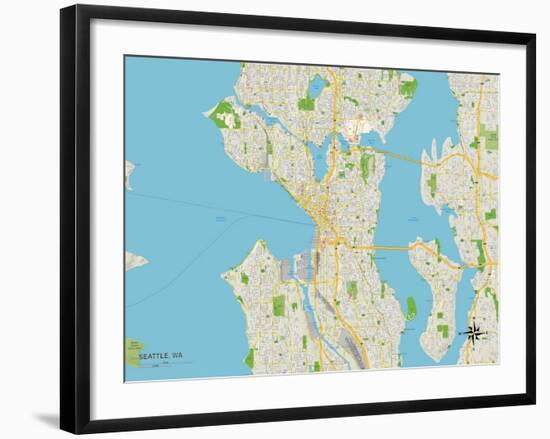 Political Map of Seattle, WA-null-Framed Art Print