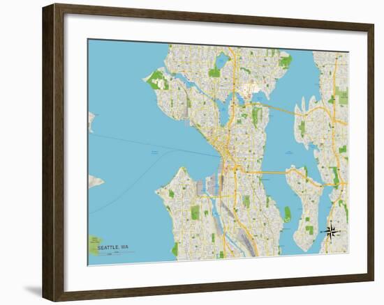 Political Map of Seattle, WA-null-Framed Art Print