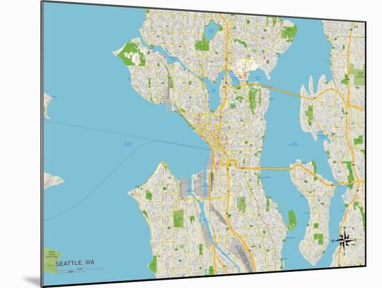Political Map of Seattle, WA-null-Mounted Art Print