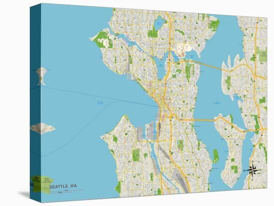 Political Map of Seattle, WA-null-Stretched Canvas