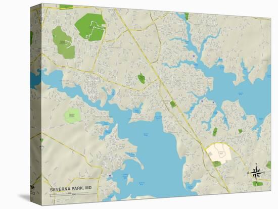 Political Map of Severna Park, MD-null-Stretched Canvas