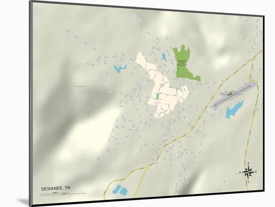 Political Map of Sewanee, TN-null-Mounted Art Print