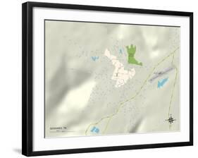 Political Map of Sewanee, TN-null-Framed Art Print