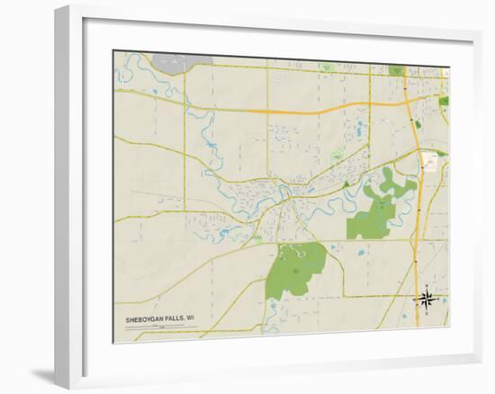 Political Map of Sheboygan Falls, WI-null-Framed Art Print