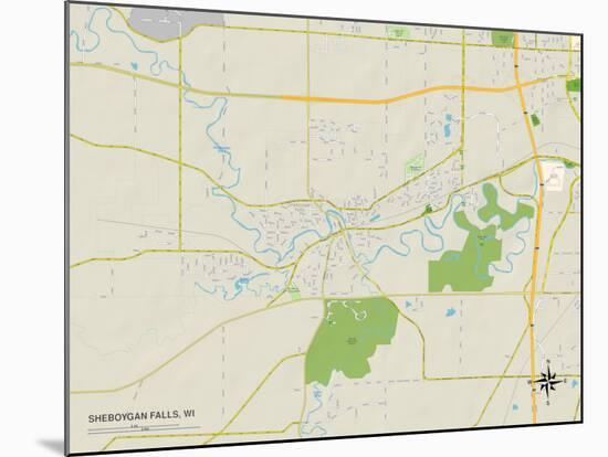 Political Map of Sheboygan Falls, WI-null-Mounted Art Print