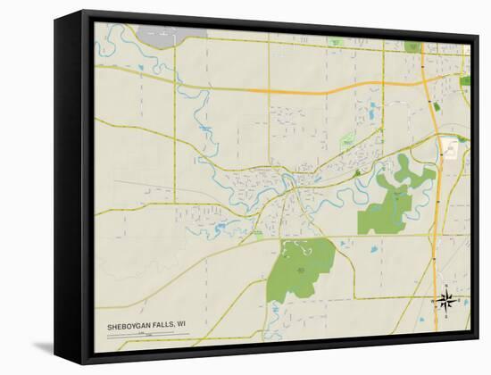 Political Map of Sheboygan Falls, WI-null-Framed Stretched Canvas