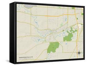 Political Map of Sheboygan Falls, WI-null-Framed Stretched Canvas