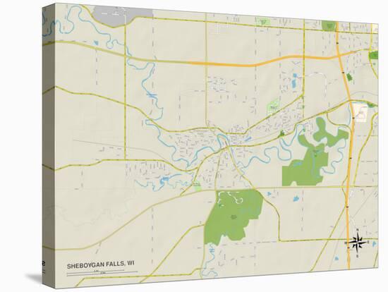 Political Map of Sheboygan Falls, WI-null-Stretched Canvas