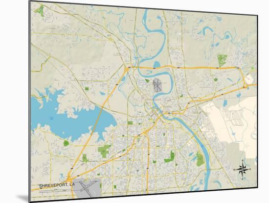 Political Map of Shreveport, LA-null-Mounted Art Print