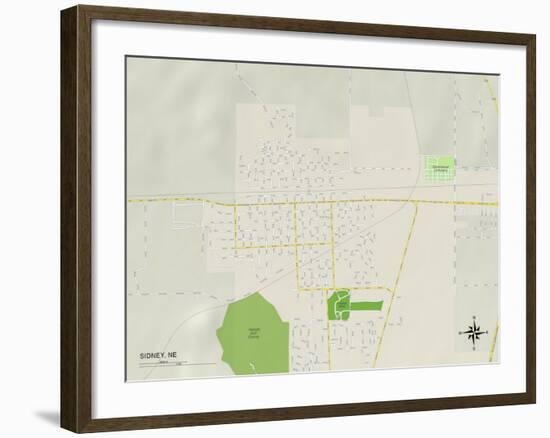 Political Map of Sidney, NE-null-Framed Art Print