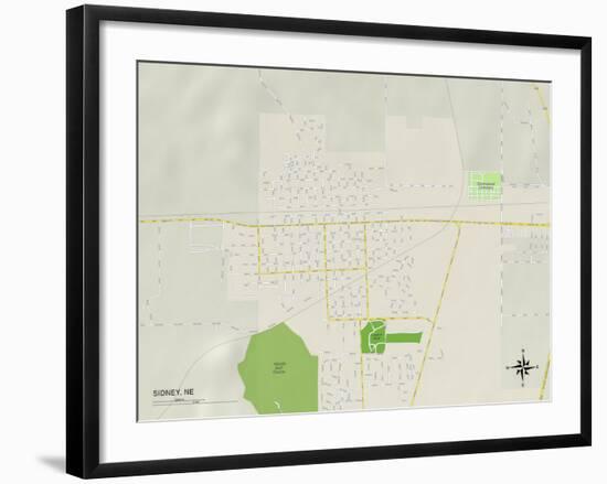 Political Map of Sidney, NE-null-Framed Art Print