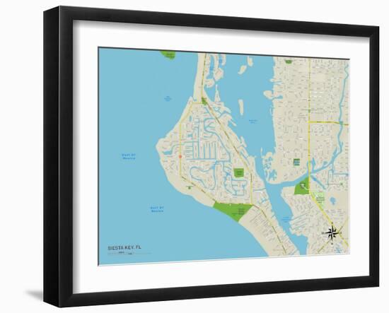 Political Map of Siesta Key, FL-null-Framed Art Print