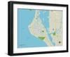 Political Map of Siesta Key, FL-null-Framed Art Print