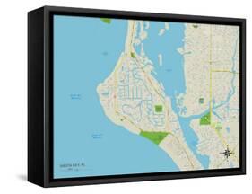 Political Map of Siesta Key, FL-null-Framed Stretched Canvas