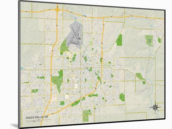 Political Map of Sioux Falls, SD-null-Mounted Art Print