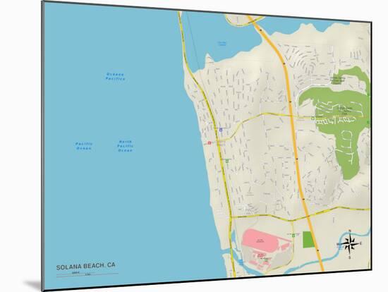 Political Map of Solana Beach, CA-null-Mounted Art Print