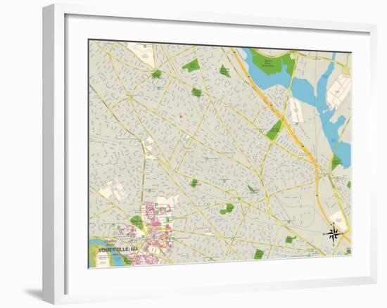 Political Map of Somerville, MA-null-Framed Art Print