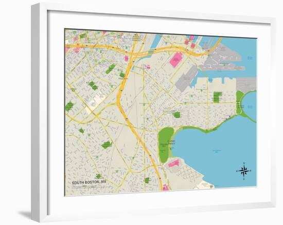 Political Map of South Boston, MA-null-Framed Art Print