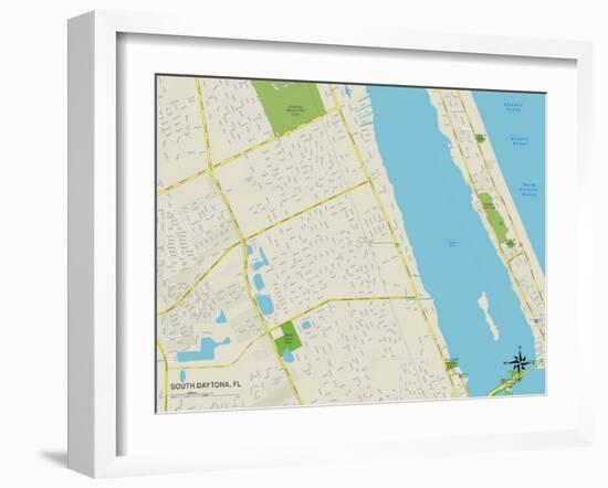 Political Map of South Daytona, FL-null-Framed Art Print