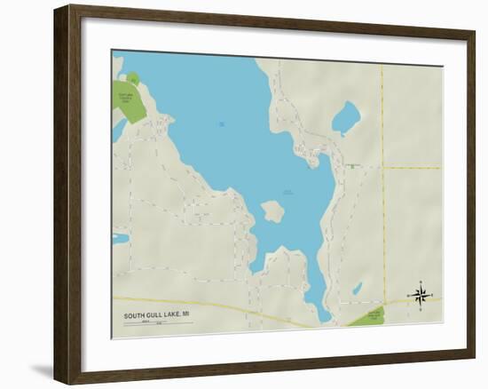 Political Map of South Gull Lake, MI-null-Framed Art Print