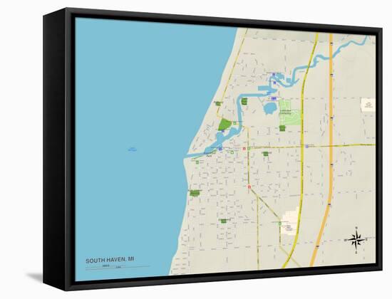 Political Map of South Haven, MI-null-Framed Stretched Canvas