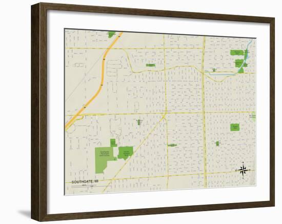 Political Map of Southgate, MI-null-Framed Art Print