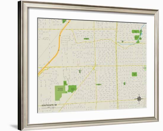Political Map of Southgate, MI-null-Framed Art Print