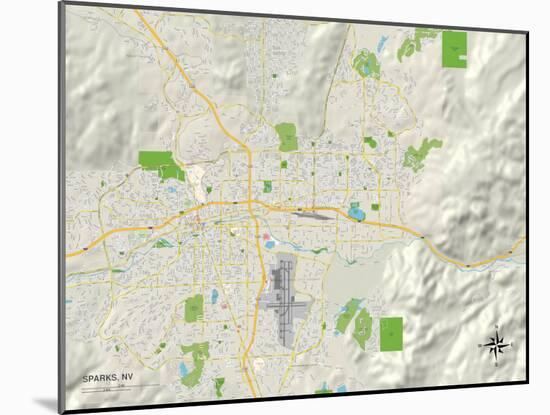 Political Map of Sparks, NV-null-Mounted Art Print