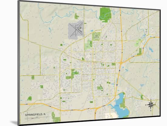 Political Map of Springfield, IL-null-Mounted Art Print