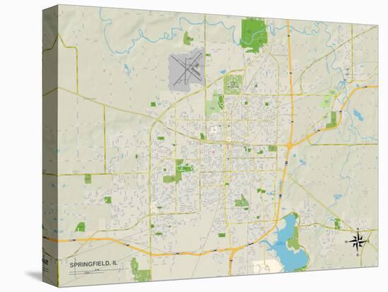 Political Map of Springfield, IL-null-Stretched Canvas