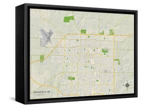 Political Map of Springfield, MO-null-Framed Stretched Canvas