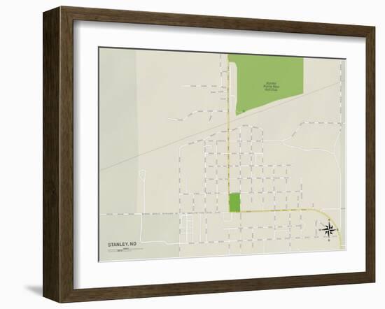 Political Map of Stanley, ND-null-Framed Art Print