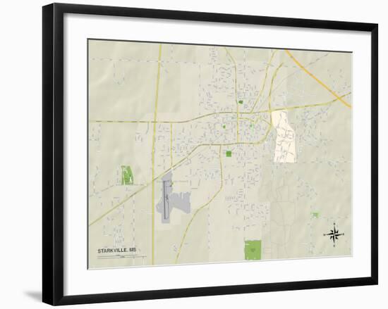 Political Map of Starkville, MS-null-Framed Art Print