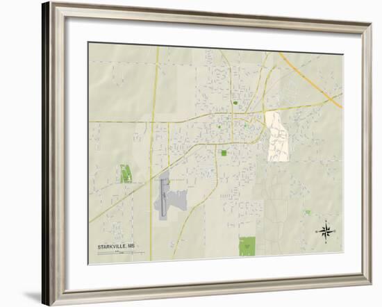 Political Map of Starkville, MS-null-Framed Art Print