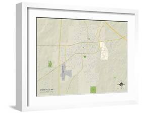 Political Map of Starkville, MS-null-Framed Art Print